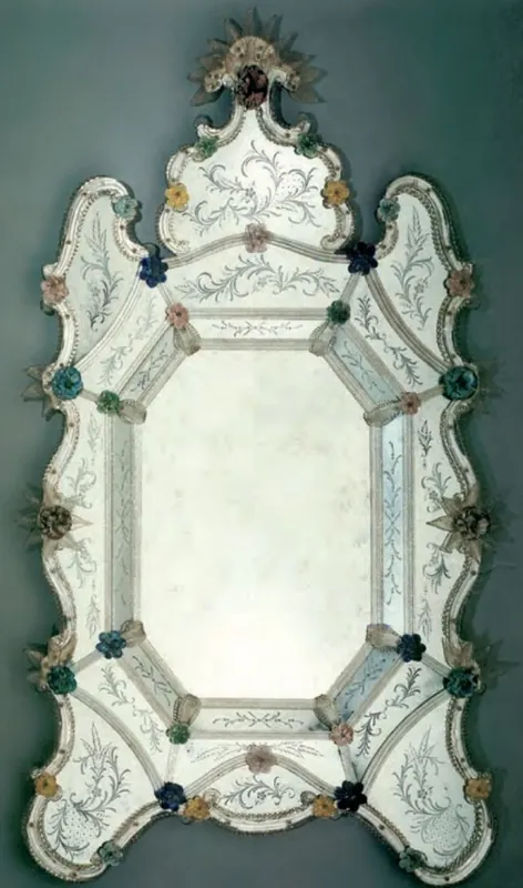 Top-Seller Casa Padrino Luxus Barock Spiegel Mehrfarbig - Prunkvoller Wandspiegel im Venezianischen Stil - Hotel Möbel - Schloss Möbel - Barock Möbel - Luxus Möbel im Barockstil - Made in Italy