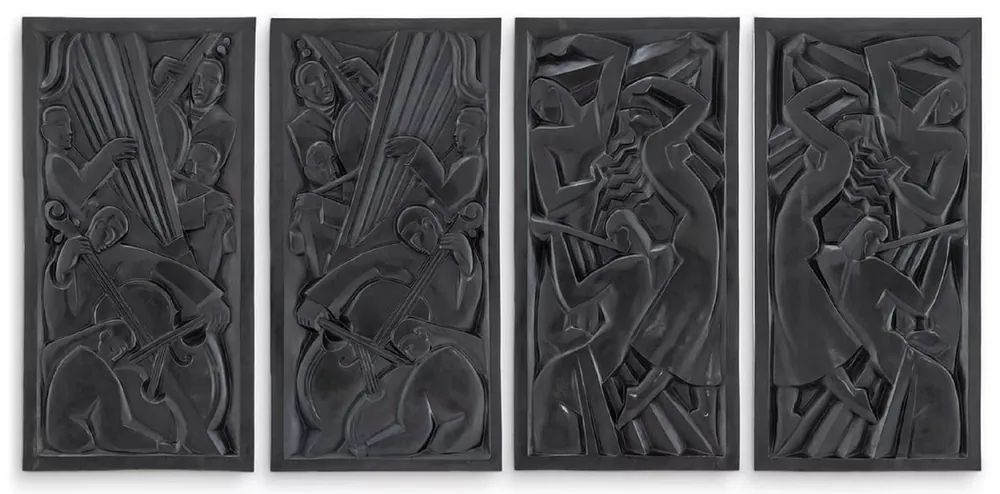 Wochenendangebot Casa Padrino Luxus Wandrelief 4er Set 60,5 x 5,5 x H. 121 cm - Bronze Wandbilder - Wohnzimmer Deko - Hotel Deko - Wanddeko - Deko Accessoires - Luxus Möbel - Luxus Qualität