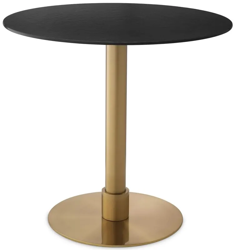 Super-Preis Casa Padrino Luxus Esstisch Schwarz / Messing Ø 80 x H. 76 cm - Runder Edelstahl Küchentisch mit Keramik Tischplatte - Esszimmer Möbel - Esszimmer Einrichtung - Luxus Möbel - Luxus Einrichtung