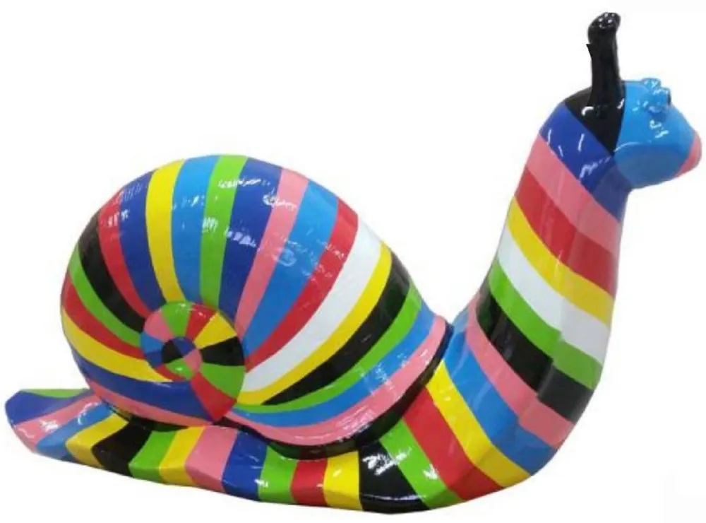 Preisreduziert Casa Padrino Luxus Designer Deko Skulptur Schnecke mit Streifen Bunt 100 x H. 50 cm - Große Deko Figur - XXL Deko Skulptur - XXL Deko Figur - Wohnzimmer Deko - Garten Deko - Luxus Figuren