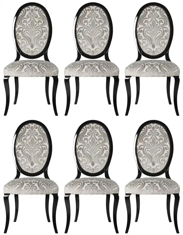 Top-Seller Casa Padrino Luxus Jugendstil Esszimmerstuhl 6er Set Grau / Schwarz 51 x 48 x H. 106 cm - Elegante Küchenstühle mit Muster - Barock & Jugendstil Esszimmer Möbel - Luxus Qualität