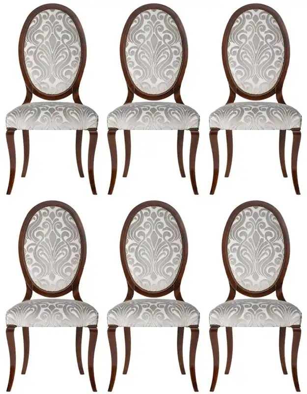 Jetzt Kaufen Casa Padrino Luxus Jugendstil Esszimmerstuhl 6er Set Silber / Dunkelbraun 51 x 48 x H. 106 cm - Elegante Küchenstühle mit Muster - Barock & Jugendstil Esszimmer Möbel - Luxus Qualität