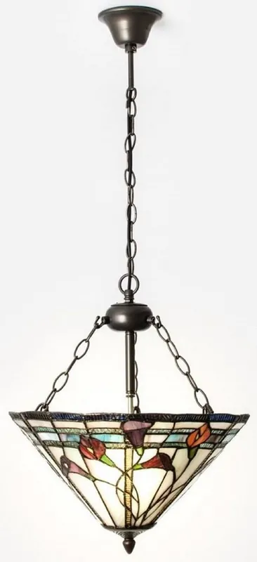 Casa Padrino Luxus Tiffany Hängeleuchte Mehrfarbig Ø 40 cm - Art Deco Tiffany Hängelampe - Wohnzimmer Hängeleuchte - Deko Hängeleuchte - Luxus Tiffany Leuchten - Art Deco Leuchten Aktuell