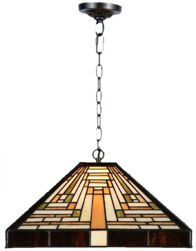 Casa Padrino Luxus Tiffany Hängeleuchte Mehrfarbig 36 x 36 x H. 16 cm - Art Deco Tiffany Hängelampe - Wohnzimmer Hängeleuchte - Deko Hängeleuchte - Luxus Tiffany Leuchten - Art Deco Leuchten Must-Have