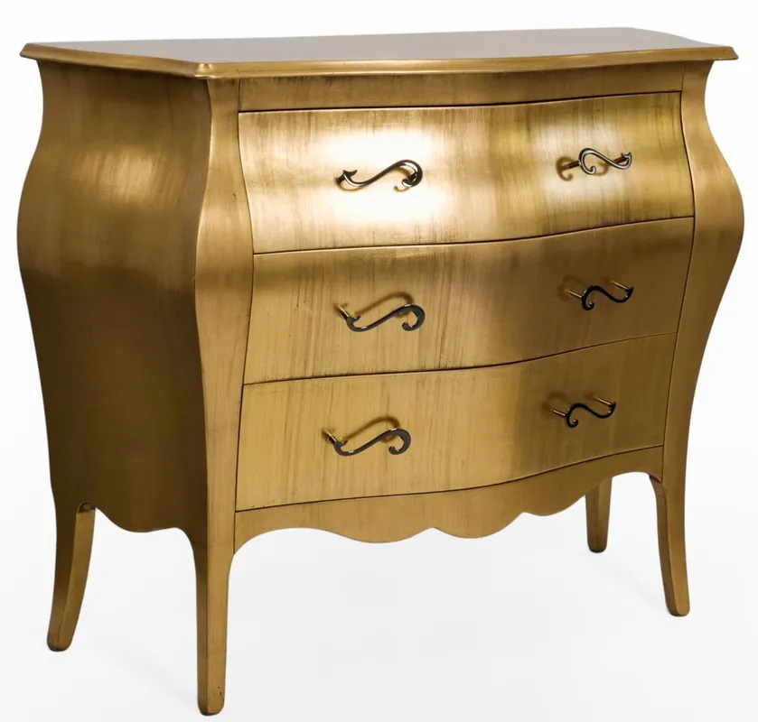 Casa Padrino Luxus Barock Kommode Gold - Handgefertigte Massivholz Kommode mit 3 Schubladen - Luxus Möbel im Barockstil - Barock Möbel - Barock Einrichtung - Edel & Prunkvoll Versand Am Gleichen Tag
