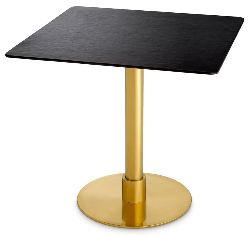Preisreduziert Casa Padrino Luxus Esstisch Schwarz / Messing 80 x 80 x H. 75 cm - Quadratischer Edelstahl Küchentisch mit Keramik Tischplatte - Esszimmer Möbel - Luxus Möbel - Luxus Einrichtung