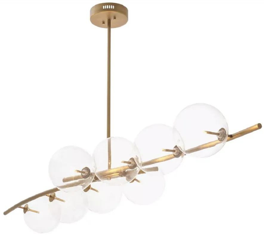 Casa Padrino Luxus Halogen Kronleuchter Antik Messing 177 x 56 x H. 88,5 cm - Wohnzimmer Kronleuchter mit runden Glas Lampenschirmen - Hotel Kronleuchter - Restaurant Kronleuchter Markenprodukt