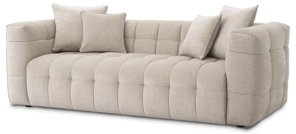 Bestpreis Casa Padrino Luxus Sofa Sandfarben 230 x 100 x H. 75 cm - Wohnzimmer Sofa mit 4 Kissen - Wohnzimmer Möbel - Luxus Möbel - Wohnzimmer Einrichtung - Luxus Einrichtung - Luxus Qualität