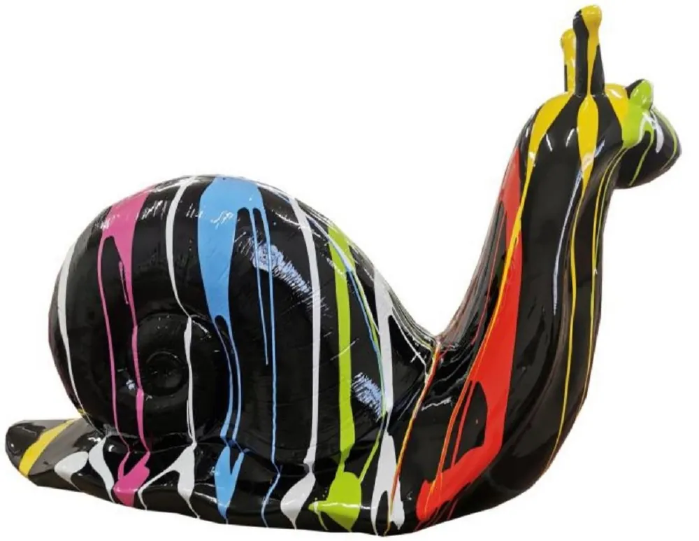Jetzt Kaufen Casa Padrino Luxus Designer Deko Skulptur Schnecke Schwarz / Mehrfarbig 100 x H. 50 cm - Große Deko Figur - XXL Deko Skulptur - XXL Deko Figur - Wohnzimmer Deko - Garten Deko - Luxus Skulpturen