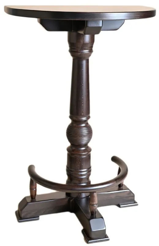 Finale Aktion Casa Padrino Luxus Stehtisch mit Fußstütze Dunkelbraun 75 x 50 x H. 110 cm - Halbrunder Massivholz Tisch - Halbrunder Massivholz Bartisch - Massivholz Möbel - Bar Möbel - Gastronomie Möbel