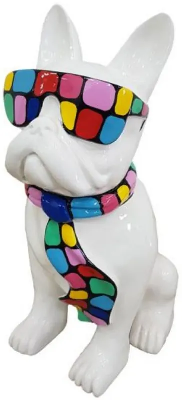 Angebot Casa Padrino Luxus Deko Skulptur Hund Bulldogge Weiß / Mehrfarbig H. 120 cm - Große Deko Figur - XXL Deko Skulptur - XXL Deko Figur - Wohnzimmer Deko - Garten Deko - Luxus Deko XXL Figuren