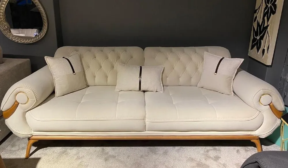 Nur Für Kurze Zeit Casa Padrino Luxus Chesterfield Wohnzimmer Sofa mit verstellbaren Rückenlehnen Creme / Braun - Chesterfield Wohnzimmer Möbel - Luxus Wohnzimmer Möbel - Luxus Möbel - Luxus Einrichtung