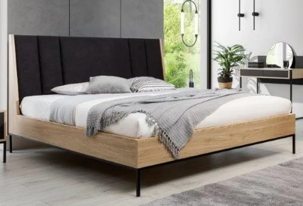 Top-Seller Casa Padrino Luxus Doppelbett Schwarz / Naturfarben - Edles Massivholz Bett mit Kopfteil - Schlafzimmer Möbel - Hotel Möbel - Luxus Möbel - Schlafzimmer Einrichtung - Luxus Einrichtung