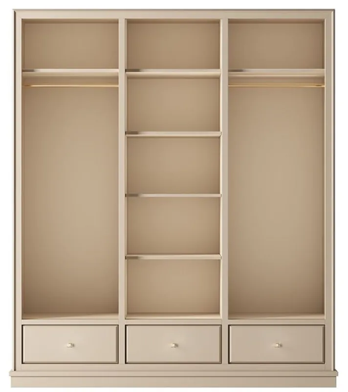 Casa Padrino Luxus Kleiderschrank Beige 200 x 60 x H. 230 cm - Offener Schlafzimmer Schrank - Schlafzimmer Möbel - Hotel Möbel - Luxus Einrichtung - Schlafzimmer Einrichtung - Luxus Möbel Rabatt