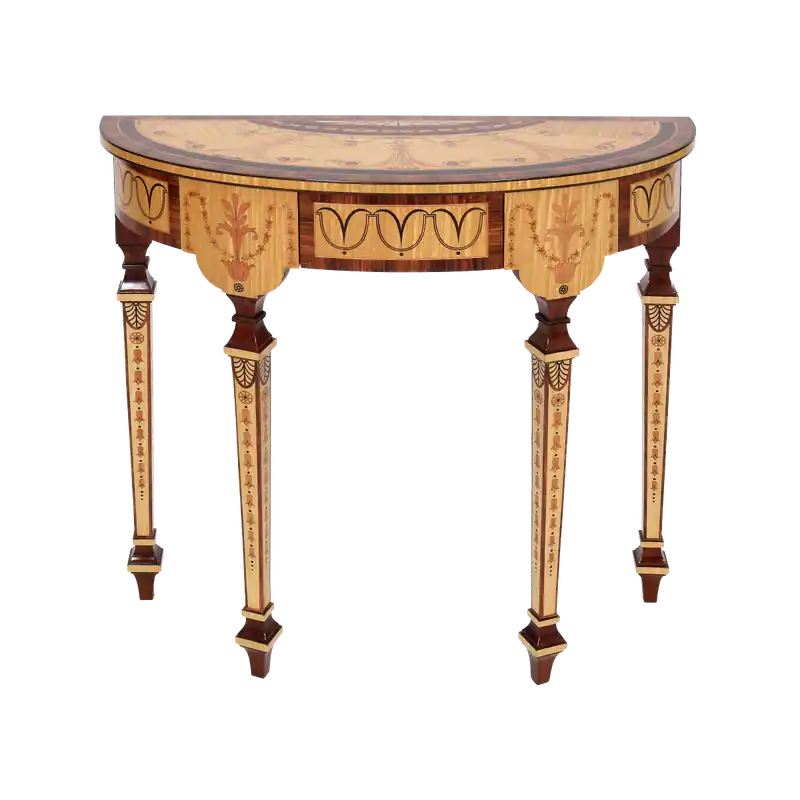 Casa Padrino Luxus Barock Konsole Naturfarben / Braun - Handgefertigter Massivholz Konsolentisch mit Schublade 80 cm - Luxus Wohnzimmer Möbel im Barockstil - Barock Möbel - Barock Einrichtung Knallerangebot