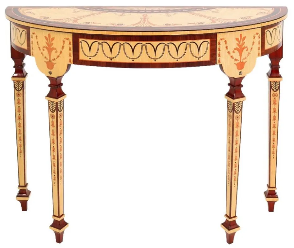 Casa Padrino Luxus Barock Konsole Naturfarben / Braun 100 cm - Handgefertigter Massivholz Konsolentisch mit Schublade - Luxus Wohnzimmer Möbel im Barockstil - Barock Möbel - Barock Einrichtung Mega-Angebot