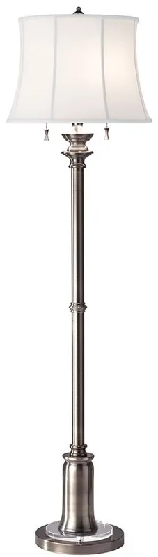 Casa Padrino Barock Stehleuchte Antik Silber / Weiß Ø 43 x H. 157,5 cm - Elegante Stehlampe im Barockstil - Barock Leuchten - Barockstil Stehleuchten - Barock Möbel - Barock Interior Garantierte Lieferung