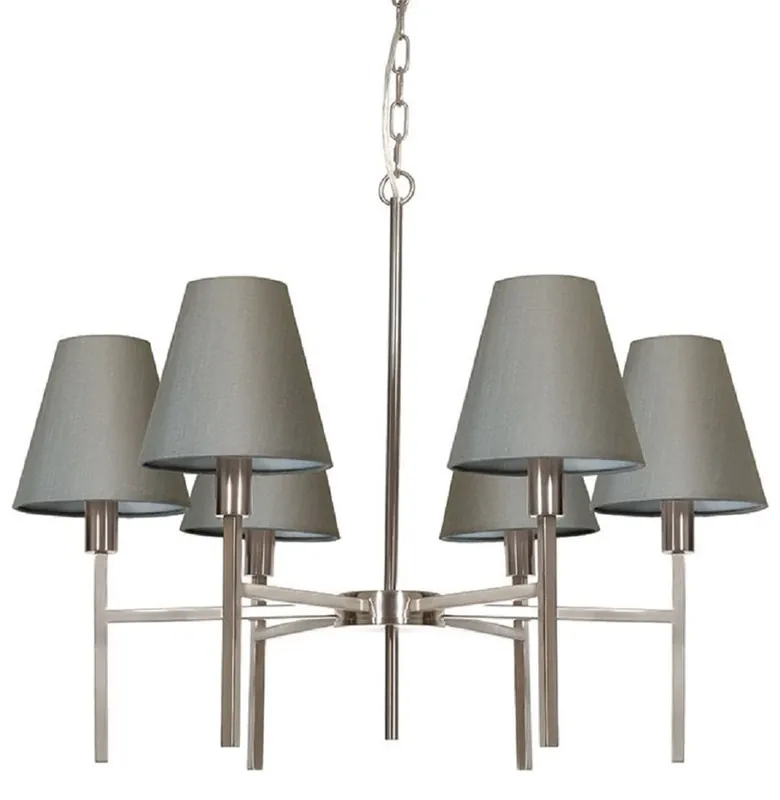 Sonderaktion Casa Padrino Luxus Kronleuchter Silber / Grau Ø 67,8 x H. 44,5 cm - Runder Metall Kronleuchter mit Lampenschirmen - Wohnzimmer Kronleuchter - Luxus Leuchten - Luxus Möbel - Luxus Interior