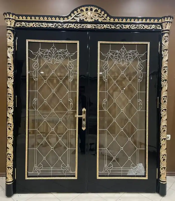 Knallerangebot Casa Padrino Luxus Barock Doppel Wohnungstür Schwarz / Gold - Prunkvolle Massivholz Tür mit Rahmen - Luxus Möbel im Barockstil - Barock Möbel - Hotel Möbel - Barock Einrichtung - Edel & Prunkvoll
