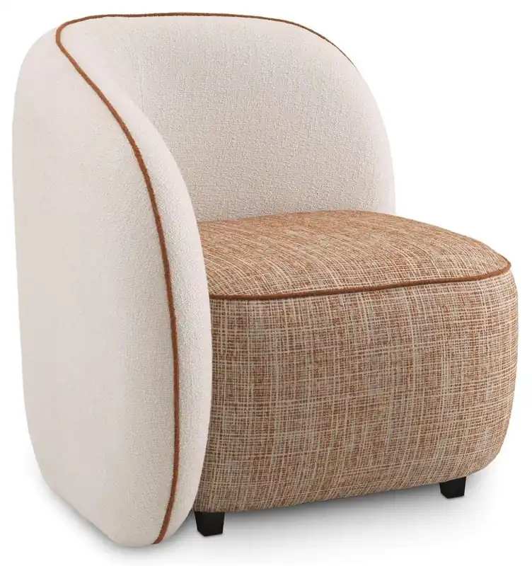 Casa Padrino Luxus Designer Sessel Linke Seite Creme / Orange / Schwarz 90 x 85 x H. 82 cm - Wohnzimmer Sessel - Hotel Sessel - Wohnzimmer Möbel - Luxus Möbel - Wohnzimmer Einrichtung Knallerangebot
