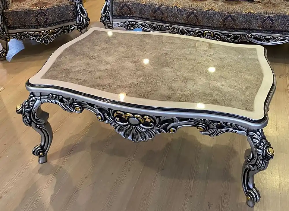 Direkt Vom Hersteller Casa Padrino Luxus Barock Couchtisch Silber / Schwarz / Gold - Rechteckiger Massivholz Wohnzimmertisch im Barockstil - Barock Möbel - Luxus Möbel im Barockstil - Barock Einrichtung