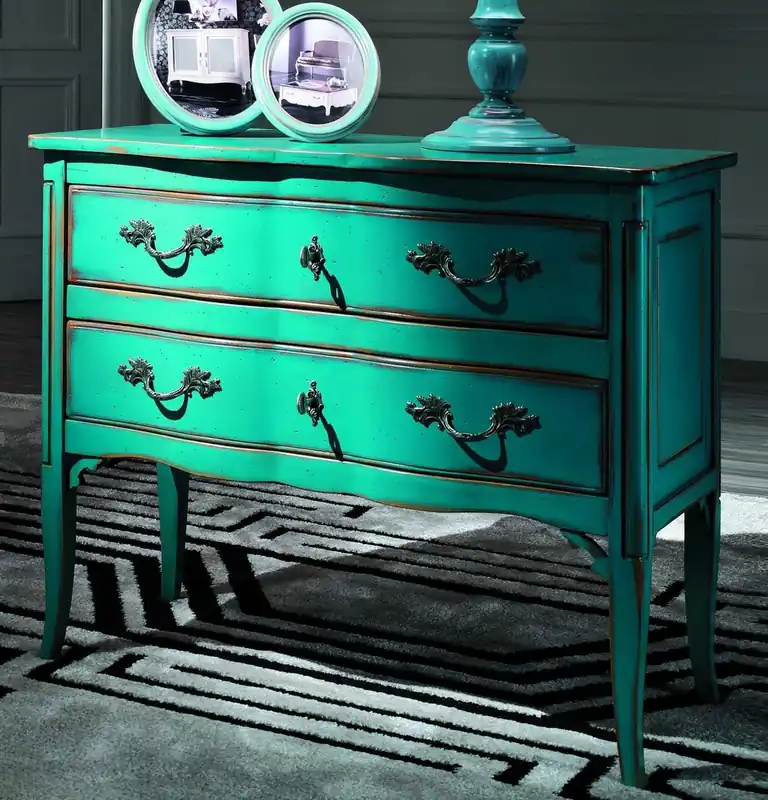 Casa Padrino Luxus Barock Kommode Antik Grün / Silber - Handgefertigte Massivholz Kommode mit 2 Schubladen - Barockstil Schlafzimmer Möbel - Barock Möbel - Luxus Qualität - Made in Italy Sofort Bestellen