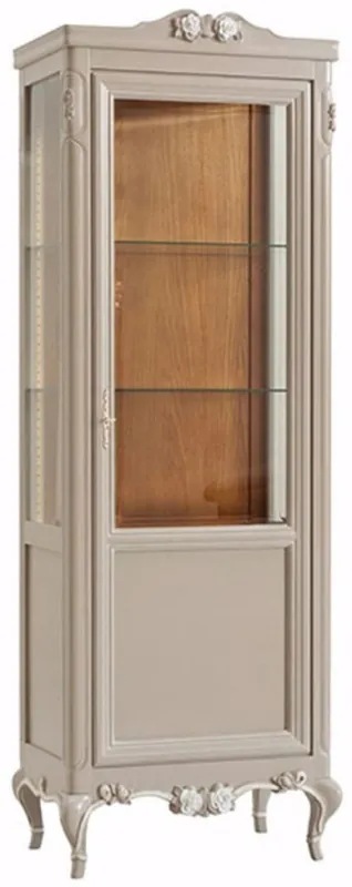 Echt Casa Padrino Luxus Barock Vitrine Grau / Creme / Braun - Handgefertigter italienischer Barockstil Vitrinenschrank - Barockstil Möbel - Italienische Barock Möbel - Luxus Qualität - Made in Italy