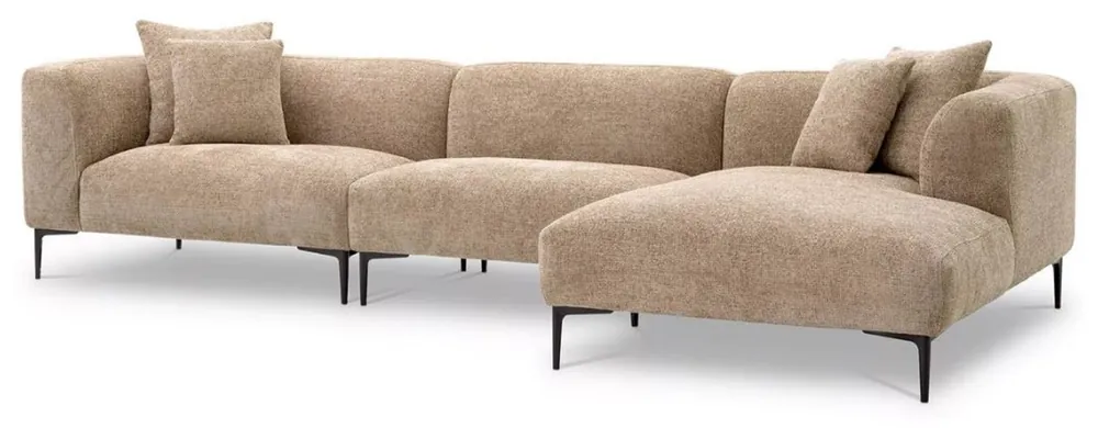 Sale Casa Padrino Luxus Ecksofa Sandfarben / Schwarz 343,5 x 99-177 x H. 75 cm - Wohnzimmer Sofa mit 4 Kissen - Wohnzimmer Möbel - Wohnzimmer Einrichtung - Luxus Möbel - Luxus Einrichtung