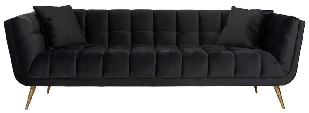 Markenware Casa Padrino Luxus Samt Sofa Anthrazit / Gold 230 x 91 x H. 75 cm - Wohnzimmer Sofa - Wohnzimmer Möbel - Luxus Möbel - Wohnzimmer Einrichtung - Luxus Einrichtung - Luxus Qualität