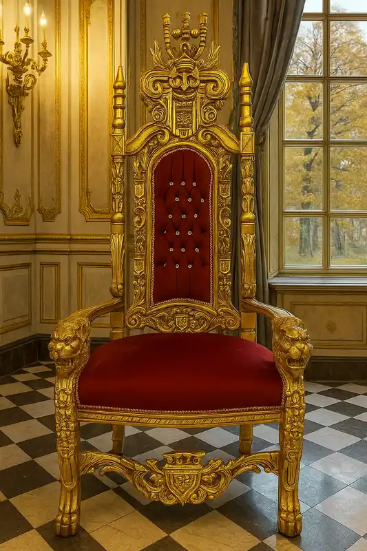 Casa Padrino Barock Thron Sessel mit edlem Samtstoff und Glitzersteinen Bordeauxrot / Gold - Handgefertigter Königssessel - Hochzeitssessel - Riesensessel - Barock Möbel - Edel & Prunkvoll Wochenendangebot