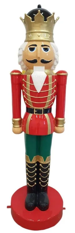 Neuheit Casa Padrino Luxus Deko Skulptur Nussknacker König Rot / Mehrfarbig / Gold H. 200 cm - Lebensgroße Weihnachts Deko Figur - XXL Weihnachts Skulptur - XXL Deko Skulptur - XXL Deko Figur