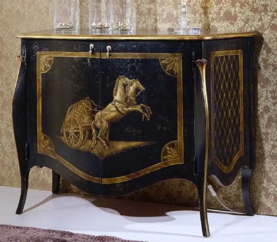Online Kaufen Casa Padrino Luxus Barock Sideboard Schwarz / Antik Gold - Handgefertigter Massivholz Schrank mit 2 Türen - Luxus Möbel Möbel im Barockstil - Barock Möbel - Luxus Qualität - Made in Italy