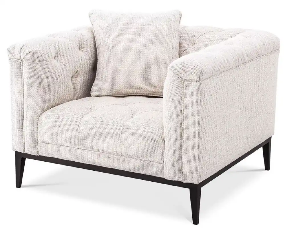 Casa Padrino Luxus Chesterfield Sessel mit Kissen Weiß / Rotguss 103 x 97 x H. 75 cm - Wohnzimmer Sessel - Hotel Sessel - Wohnzimmer Möbel - Chesterfield Möbel - Luxus Möbel - Luxus Einrichtung Online Kaufen