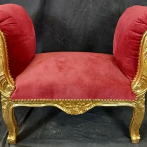 Nur Heute Casa Padrino Barock Schemel Rot / Gold - Handgefertigter Antik Stil Hocker - Barockstil Hocker - Wohnzimmer Möbel im Barockstil - Barockstil Möbel - Barock Möbel - Barock Einrichtung