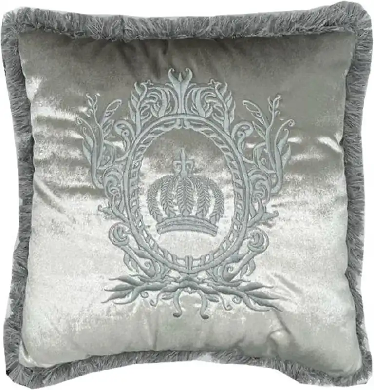 Nur Für Kurze Zeit Harald Glööckler Luxus Deko Kissen Pompöös by Casa Padrino Silber / Silber - Glööckler Kissen - Designer Zierkissen - Harald Glööckler Designer Deko Accessoires - Luxus Qualität