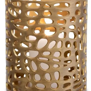Casa Padrino Designer Windlicht / Kerzenleuchter Messing Finish ø 24,5 x H.27 cm - Luxus Windlicht Mega-Angebot