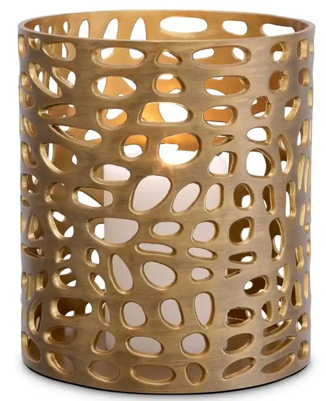 Casa Padrino Designer Windlicht / Kerzenleuchter Messing Finish ø 24,5 x H.27 cm - Luxus Windlicht Mega-Angebot