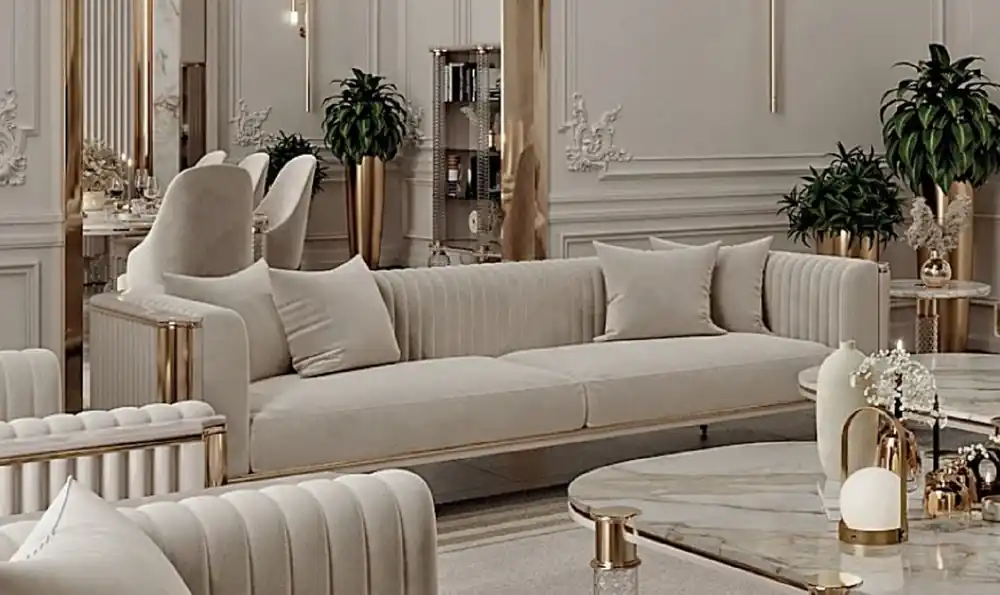 Solange Der Vorrat Reicht Casa Padrino Luxus Art Deco 3er Sofa Grau / Gold 260 x 96 x H. 75,5 cm - Wohnzimmer Sofa - Wohnzimmer Möbel - Art Deco Möbel - Luxus Möbel - Art Deco Einrichtung - Luxus Einrichtung