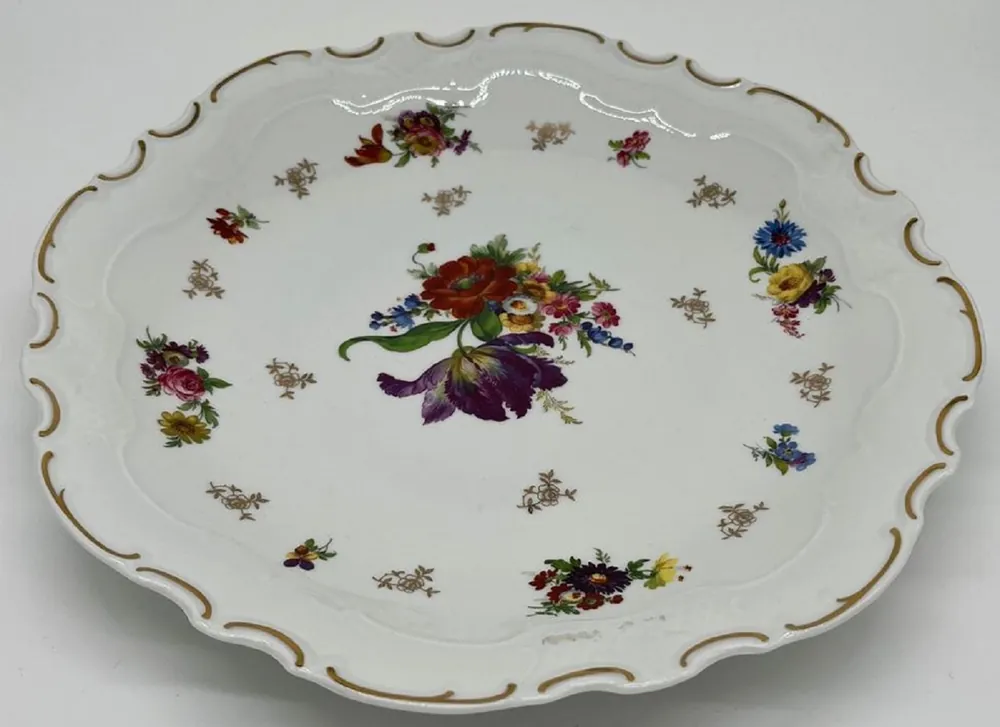 Casa Padrino Luxus Barock Porzellan Teller Weiß / Mehrfarbig / Gold Ø 33 cm - Porzellan Essteller - Luxus Barock Porzellan Accessoires - Reichenbach Porzellan - Luxus Qualität - Made in Germany Sale