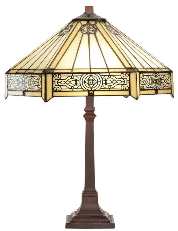 Casa Padrino Luxus Tiffany Tischleuchte Mehrfarbig Ø 40 x H. 64 cm - Tiffany Schreibtischleuchte - Wohnzimmer Deko Leuchte - Scheibtisch Deko Leuchte - Luxus Tiffany Leuchten Neuheit