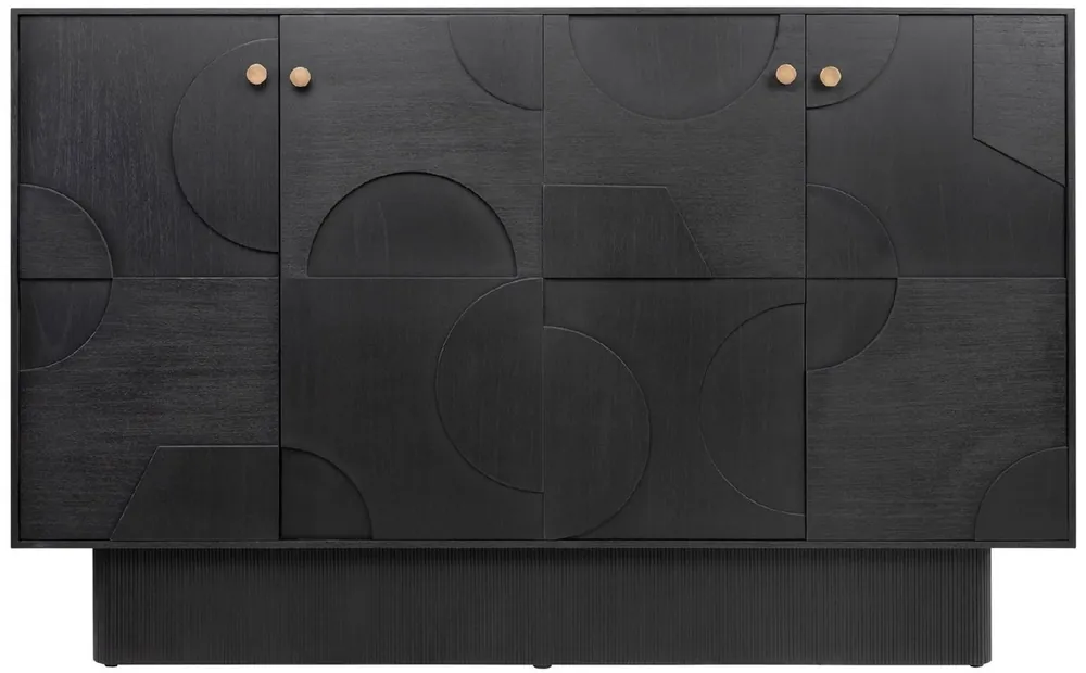 Sonderangebot Casa Padrino Luxus Designer Sideboard Schwarz 172,5 x 50 x H. 107,5 cm - Massivholz Schrank mit 4 Türen - Schlafzimmer Schrank - Wohnzimmer Schrank - Büro Schrank - Luxus Möbel