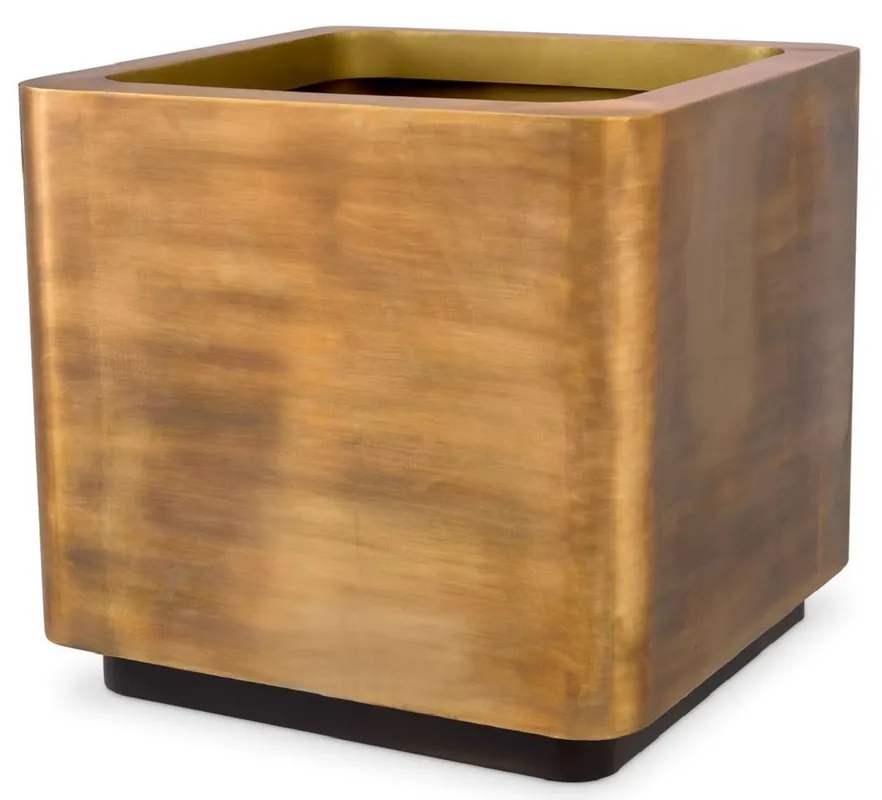 Sichere Zahlung Casa Padrino Luxus Blumentopf Vintage Messing / Schwarz 75 x 75 x H. 70,5 cm - Edelstahl Pflanzentopf - Wohnzimmer Deko - Büro Deko - Deko Accessoires - Luxus Qualität