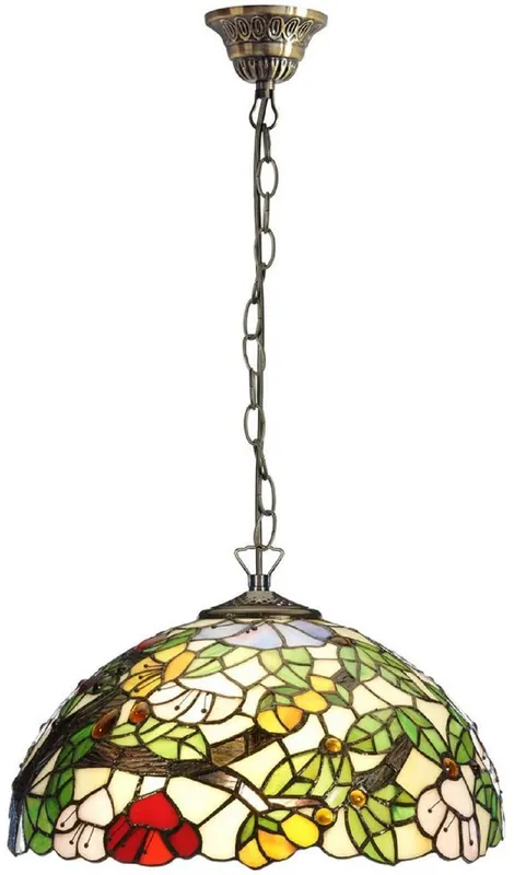 Wochenendangebot Casa Padrino Luxus Tiffany Hängeleuchte Mehrfarbig Ø 40 x H. 97 cm - Art Deco Tiffany Hängelampe - Wohnzimmer Hängeleuchte - Deko Hängeleuchte - Luxus Tiffany Leuchten - Art Deco Leuchten