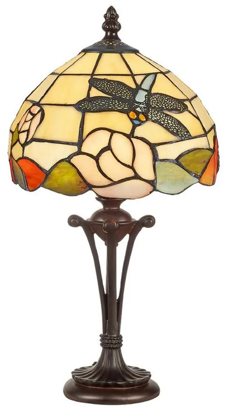 Casa Padrino Luxus Tiffany Tischleuchte Mehrfarbig Ø 25 x H. 47 cm - Tiffany Hockerleuchte - Tiffany Schreibtischleuchte - Tiffany Leuchten - Luxus Interior - Luxus Leuchten Beliebt