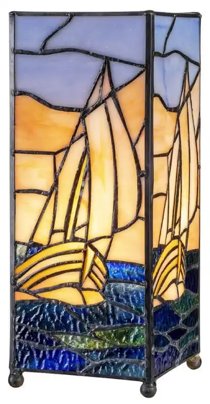 Schneller Versand Casa Padrino Luxus Tiffany Hockerleuchte Mehrfarbig 11 x 11 x H. 27 cm - Tiffany Tischleuchte - Tiffany Schreibtischleuchte - Tiffany Leuchten - Luxus Interior - Luxus Leuchten