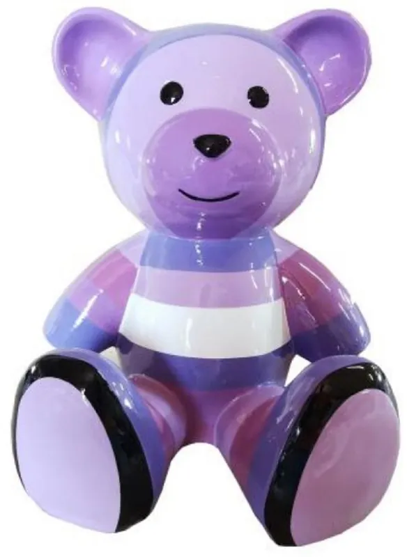Online Kaufen Casa Padrino Luxus Designer Dekofigur Teddybär Lila / Mehrfarbig 33 x H. 37 cm - Wohnzimmer Deko Figur - Luxus Deko Figur - Designer Deko Figur - Luxus Accessoires