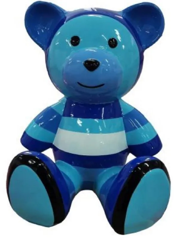 Schneller Versand Casa Padrino Luxus Designer Dekofigur Teddybär Blau / Mehrfarbig 33 x H. 37 cm - Wohnzimmer Deko Figur - Luxus Deko Figur - Designer Deko Figur - Luxus Accessoires