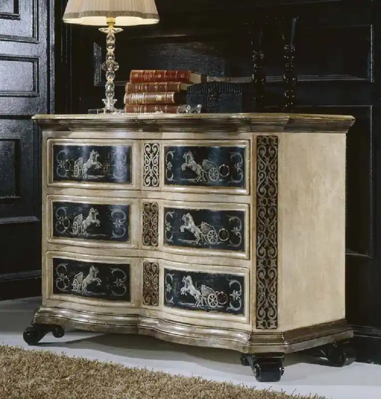 Expressversand Casa Padrino Luxus Barock Kommode Naturfarben / Braun / Schwarz - Handgefertigte Massivholz Kommode mit Schubladen - Luxus Schlafzimmer Möbel im Barockstil - Luxus Qualität - Made in Italy