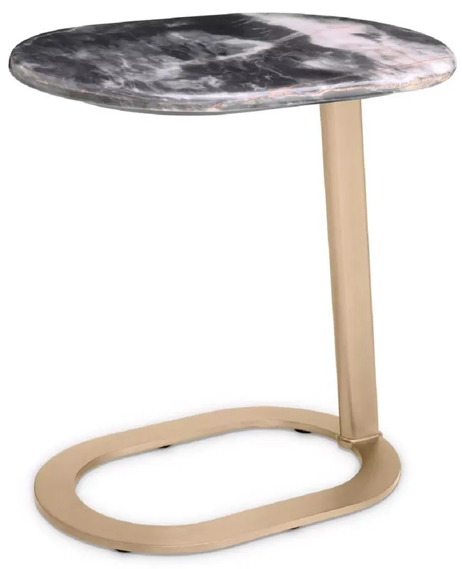 Casa Padrino Luxus Beistelltisch Schwarz / Messing 49 x 34 x H. 50 cm - Edelstahl Tisch mit Marmorplatte - Wohnzimmer Möbel - Luxus Möbel - Wohnzimmer Einrichtung - Luxus Qualität Markenprodukt