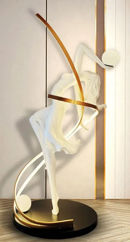 Knallerangebot Casa Padrino Luxus Stehleuchte Tänzerin Weiß / Messing / Schwarz H. 179 cm - LED Kunstharz Stehlampe - Luxus Stehleuchten - Luxus Leuchten - Luxus Möbel - Luxus Einrichtung